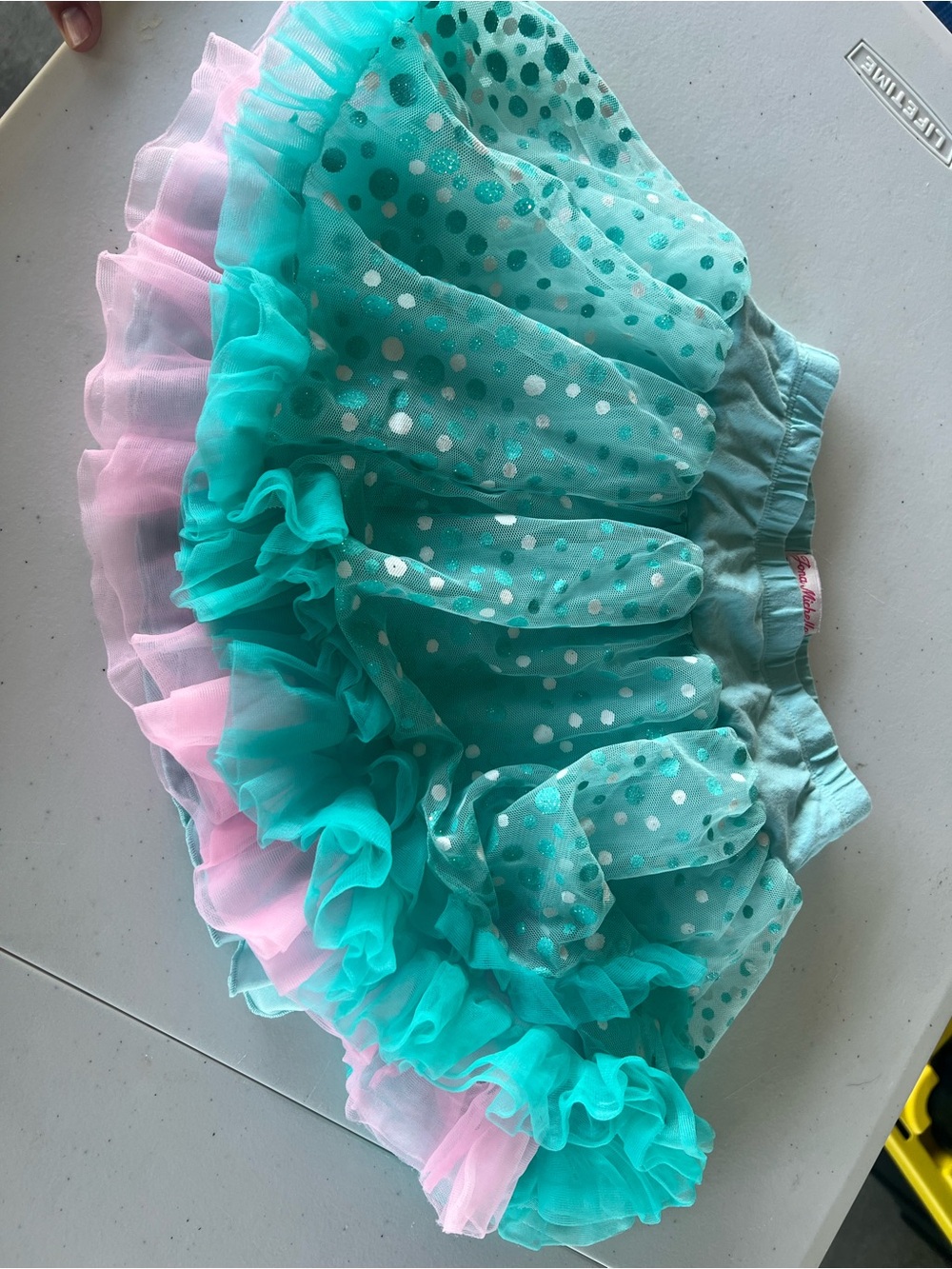 Jona Michelle Teal and Pink Polka Dot Layered Tutu Skirt